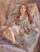 Jules Pascin The red hair girl wearing  green dress china oil painting reproduction